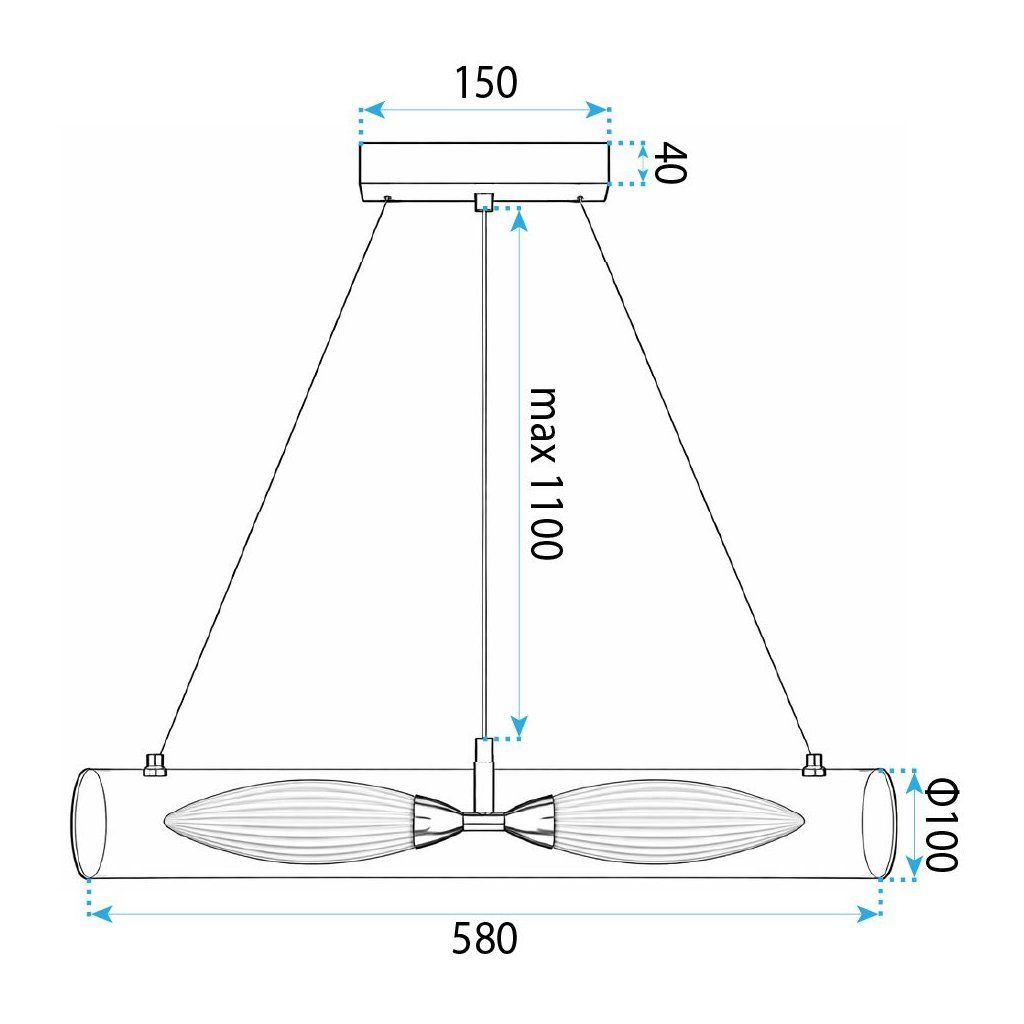 Toolight G152-2C – nastaviteľná výška zavesenia, detail kábla a stropnej rozety