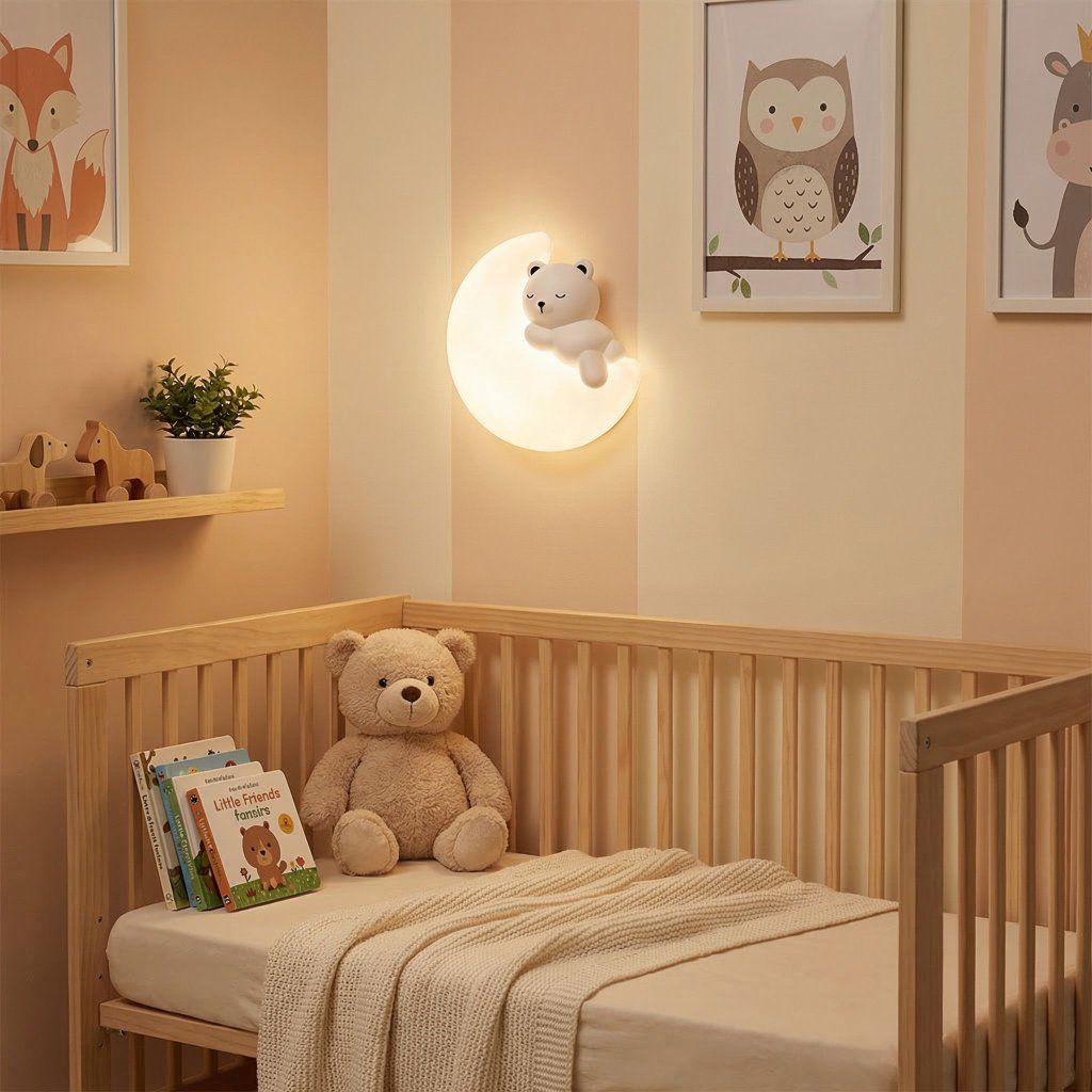 Toolight G180-W – lampa nad postieľkou, nočná atmosféra so žiariacim mesiacom