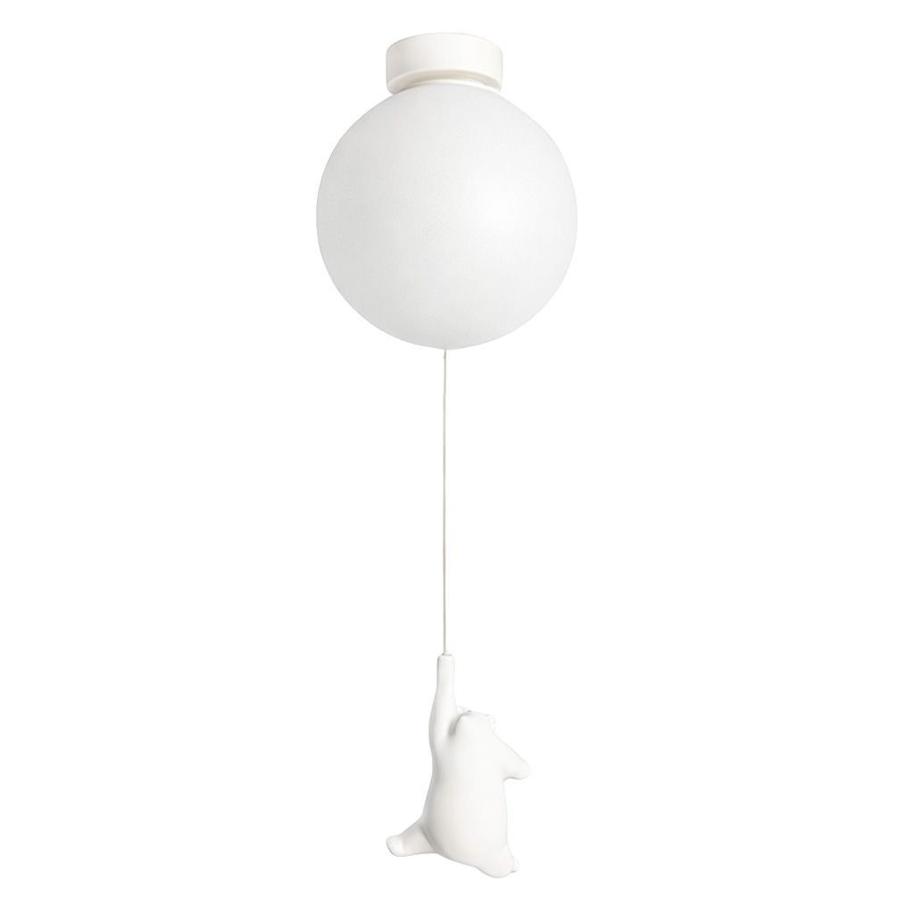 Toolight G167-1CP biela závesná lampa macko s guľovým tienidlom – celkový pohľad