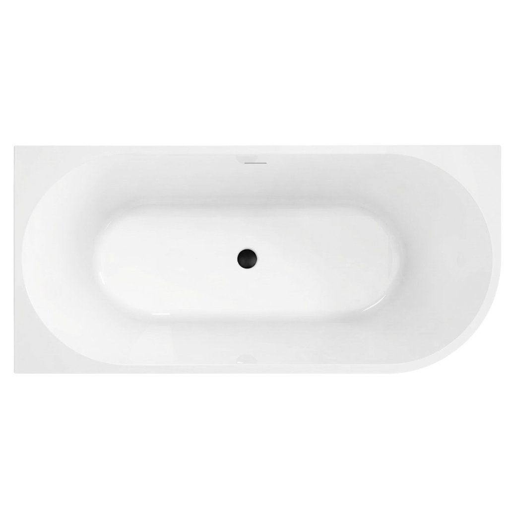 Rea Sydney Bellanto 170 ľavá – čierna matná odtoková krytka, detail pri dne bielej vane