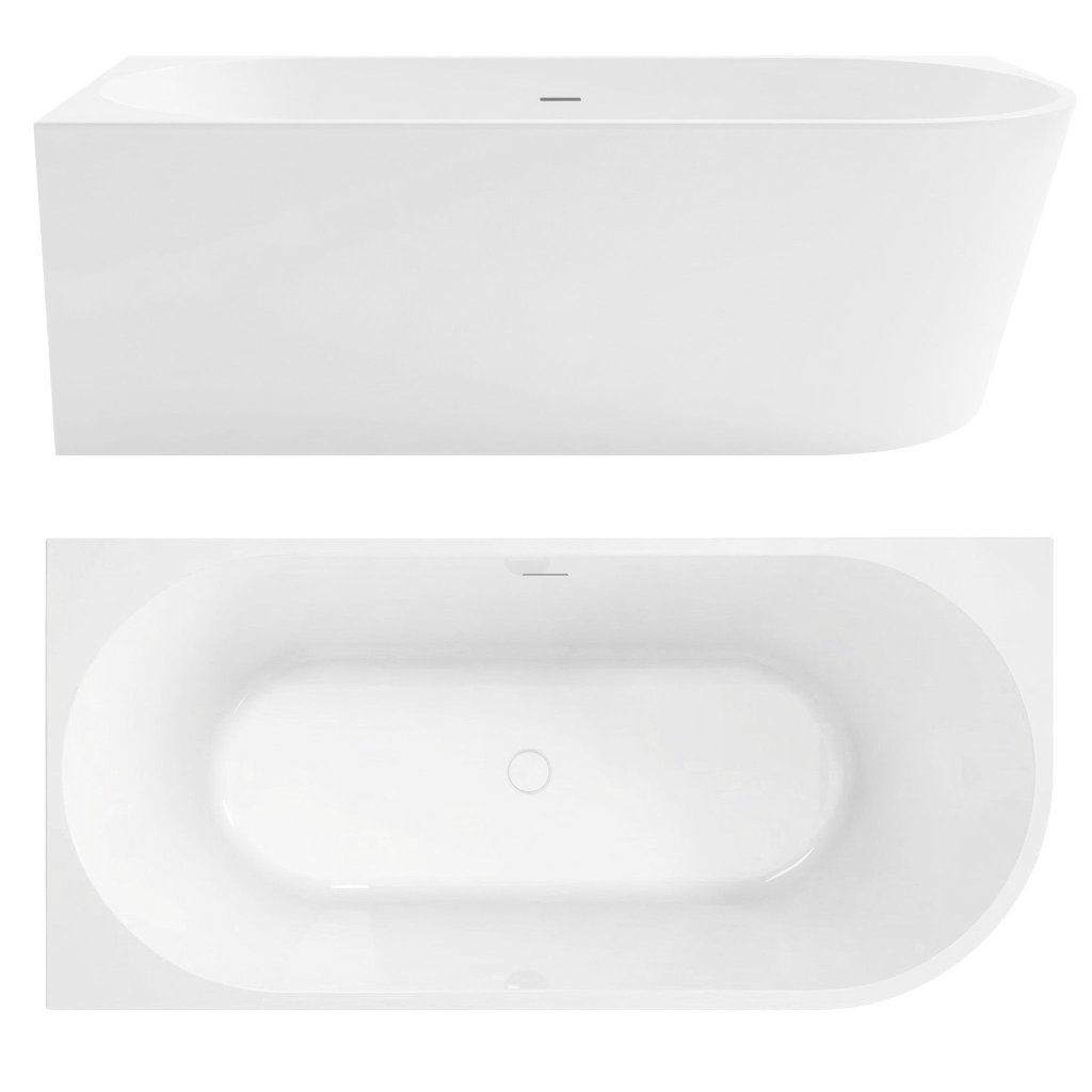 Rea Sydney Bellanto rohová vaňa ľavá biela 1690 mm čierna matná krytka – celkový pohľad