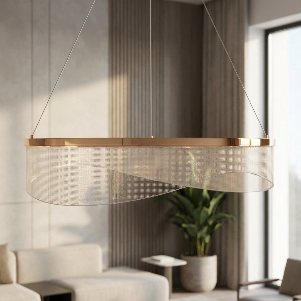 Toolight G145-CP Gold – detail zlatého rámu kruhu a transparentného vlnitého panelu