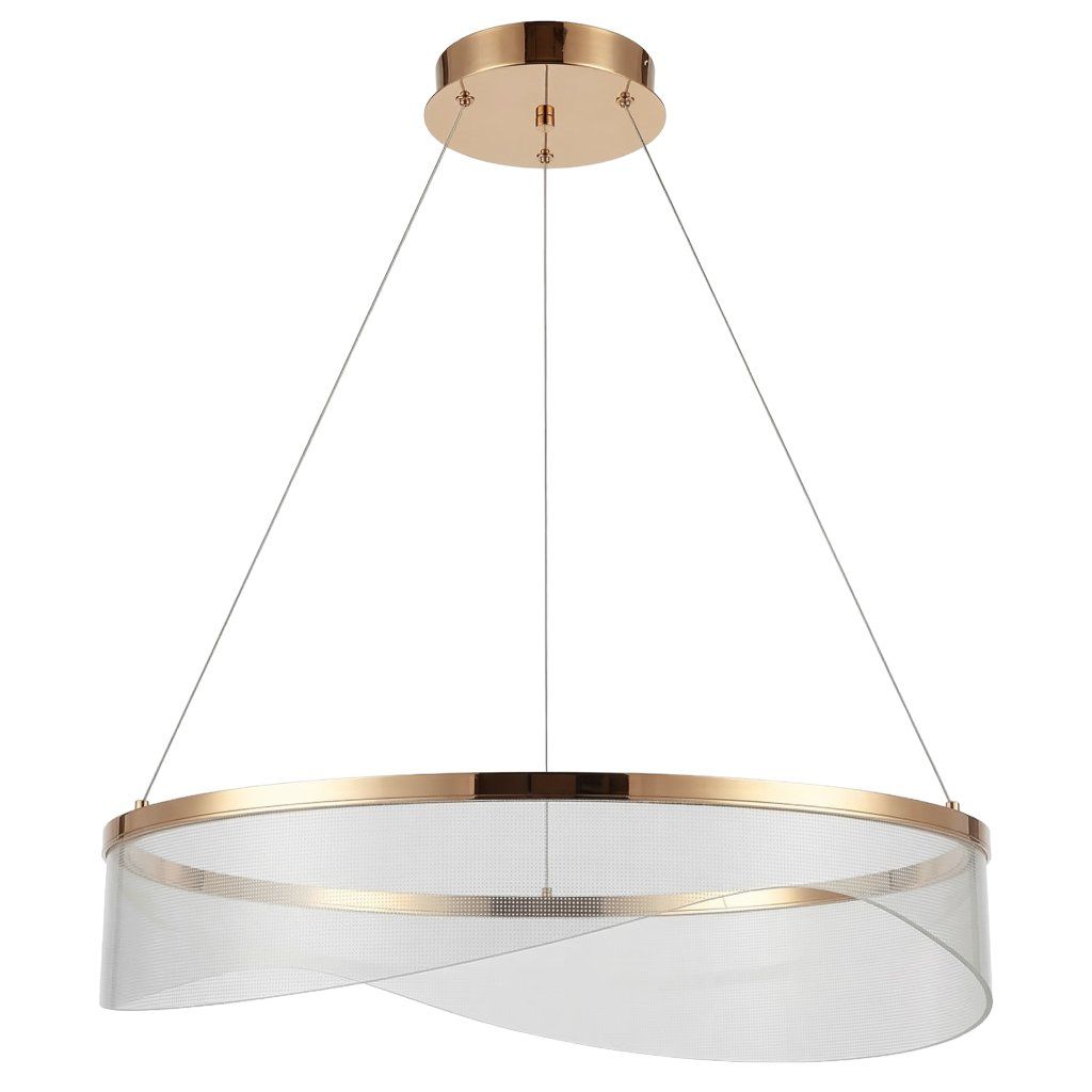 Toolight G145-CP Gold závesná LED lampa zlatý kruh vlnitý panel ⌀600 mm – celkový pohľad
