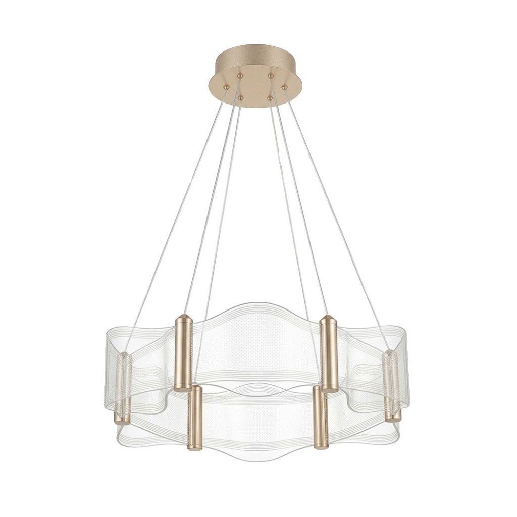 Toolight G151-CP zlatá závesná LED lampa vlnitý transparentný panel – celkový pohľad