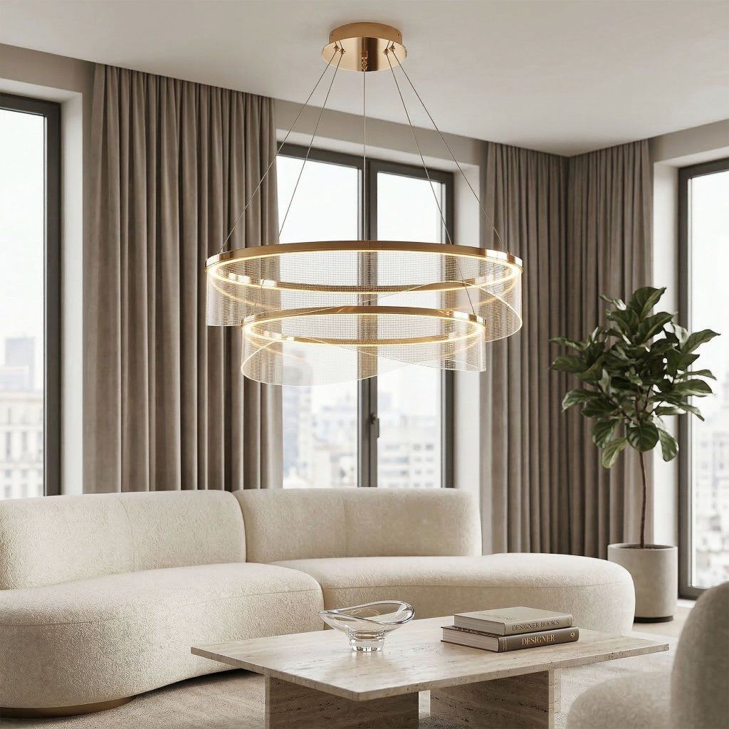 Toolight G146-2CP Gold – lampa na schodisku alebo v hale s vysokým stropom