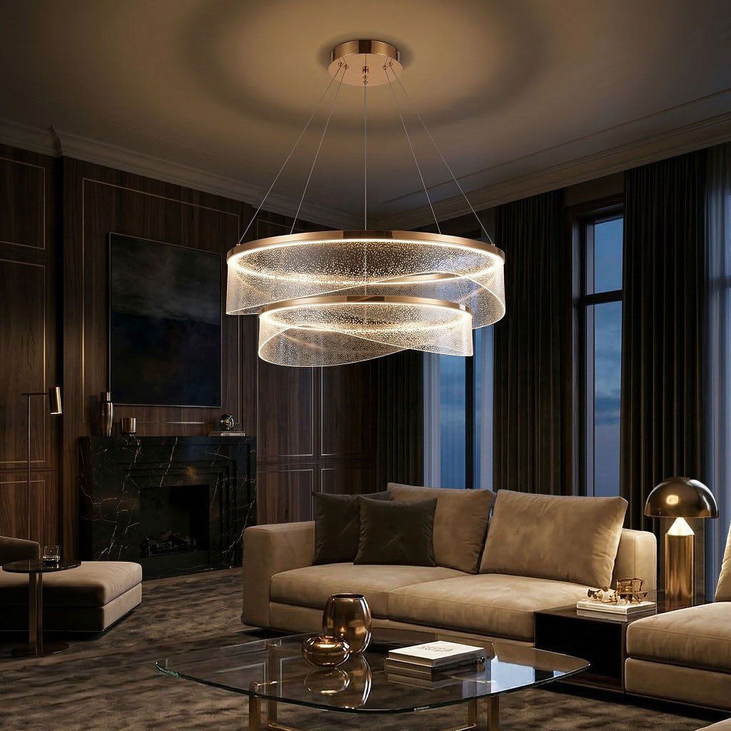 Toolight G146-2CP Gold – LED 50 W, svetelný efekt dvoch kruhov v interiéri