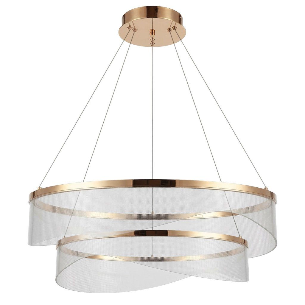 Toolight G146-2CP Gold závesná LED lampa dva zlaté kruhy vertikálne 1300 mm – celkový pohľad
