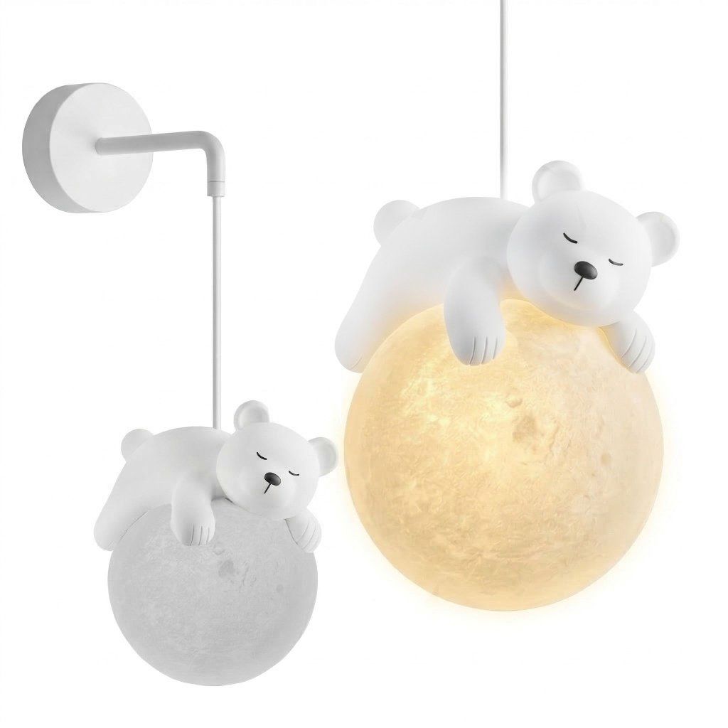 Toolight G161-1W – detail tienidla mesiaca s textúrovaným povrchom a figúrkou spiaceho medvedíka