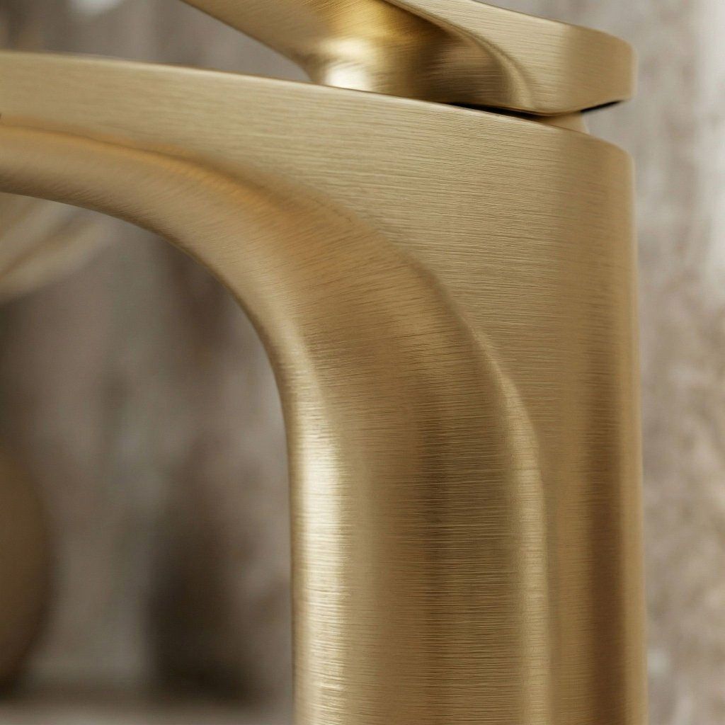 Rea Vision – detail zlatej matnej PVD povrchovej úpravy a kartáčovanej štruktúry