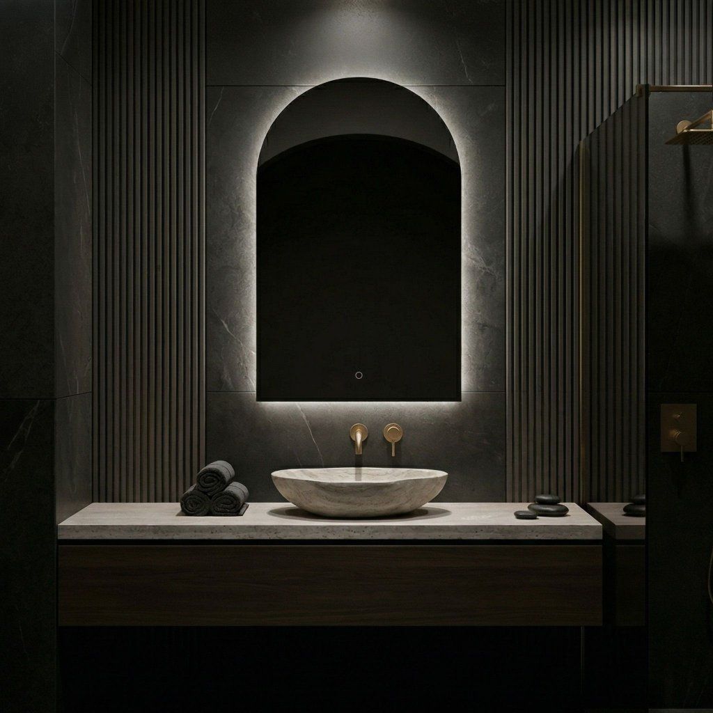 Rea Top – detail LED osvetlenia a svetelná žiara po hrane oblúka