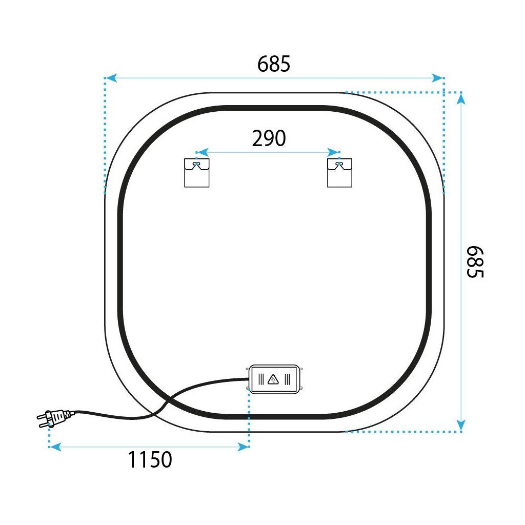 Rea Top 70x70 – kábel so zástrčkou, montáž na stenu