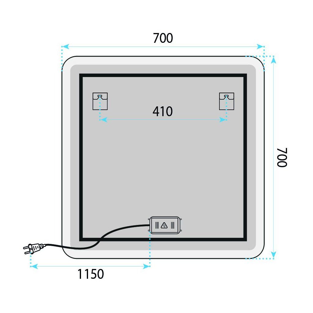 Rea Top-2 – kábel so zástrčkou, montáž na stenu, štvorec v kúpeľni