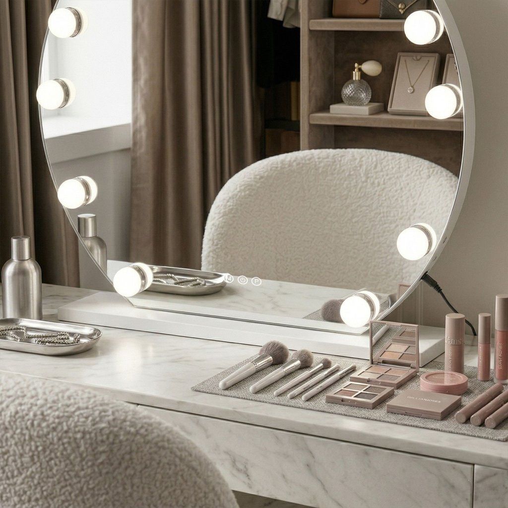 Rea Hollywood Round – tri dotykové tlačidlá M, ON/OFF, P v zrkadlovej ploche