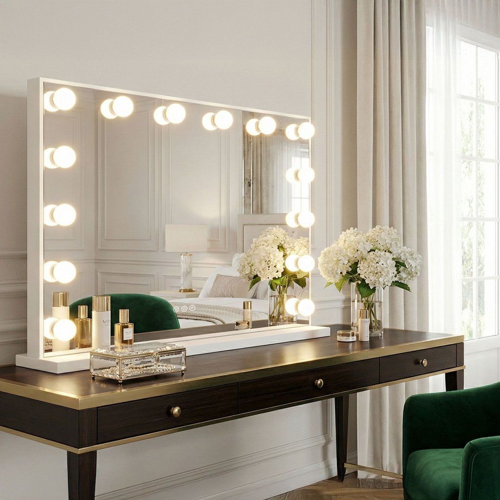 Rea Hollywood XL biele LED zrkadlo 800x620 mm – celkový pohľad