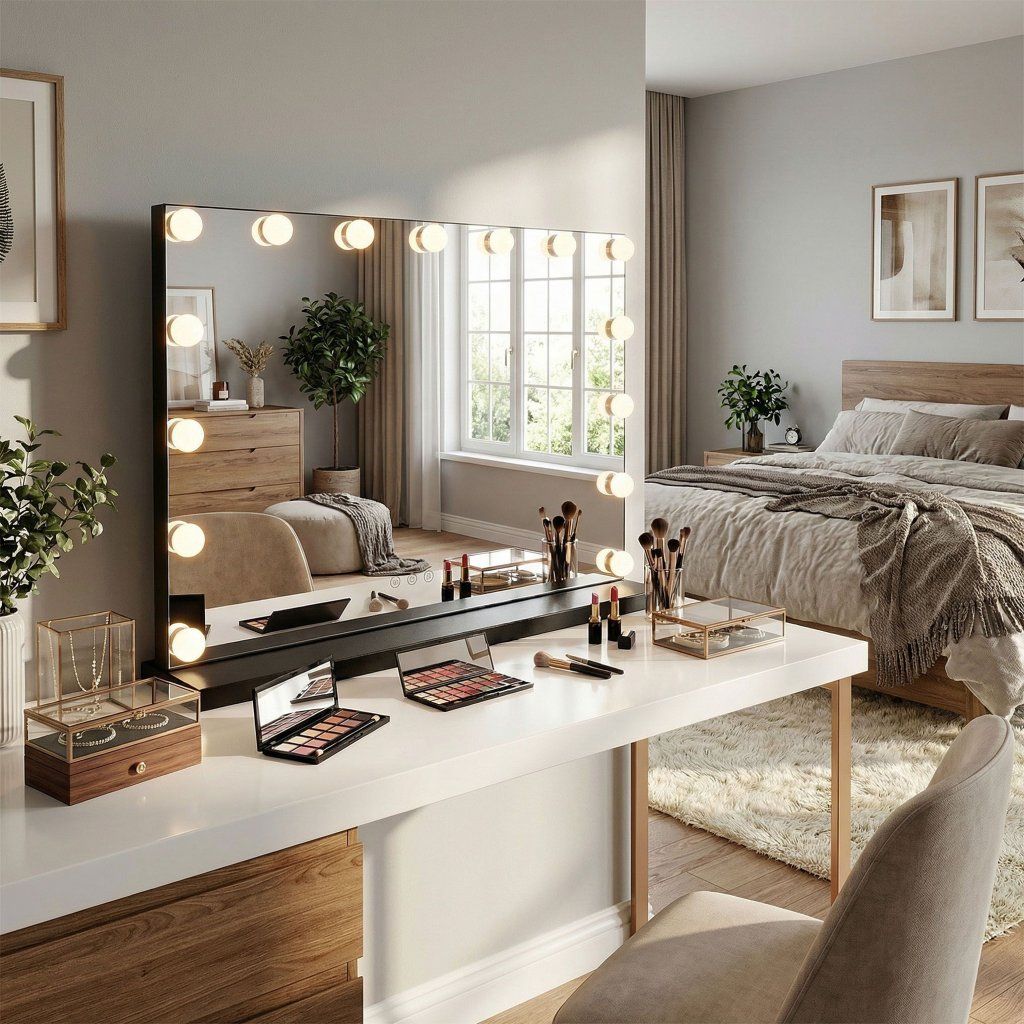 Rea Hollywood XL čierne LED zrkadlo 800x620 mm – celkový pohľad