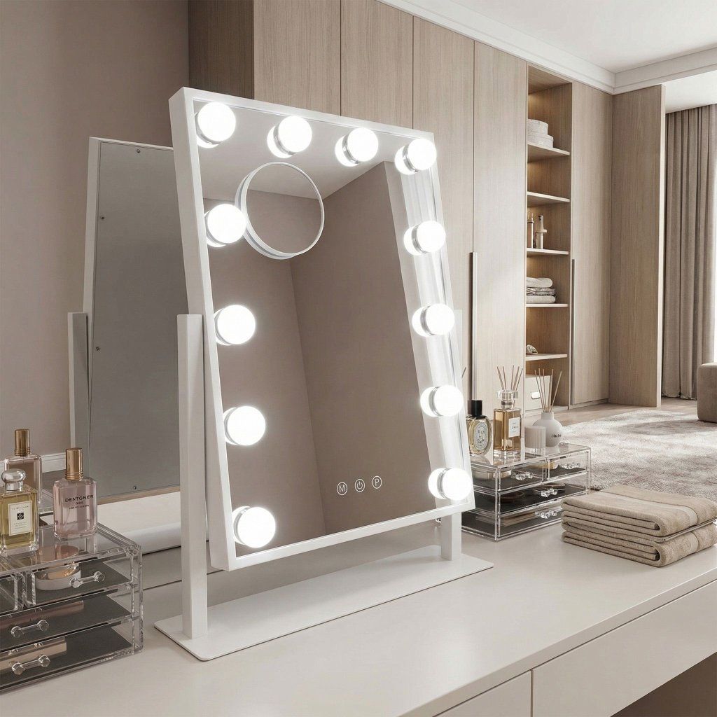 Rea Style White – detail zväčšovacieho zrkadielka 5× a LED žiaroviek