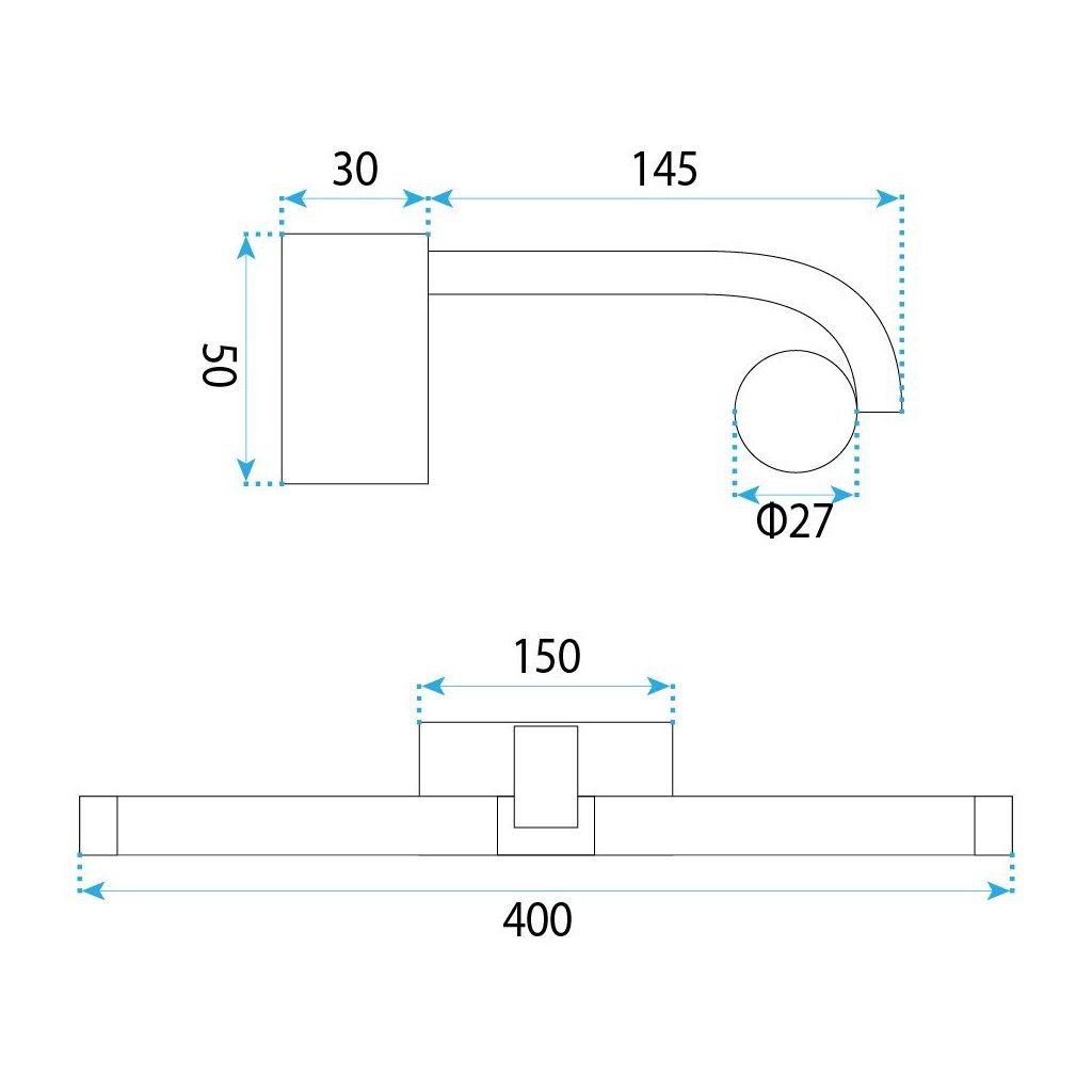 Toolight APP1885-1W – pevná montáž zlatej hliníkovej 400 mm lampy na stenu