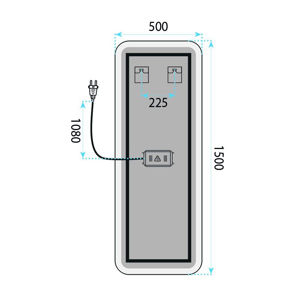 Rea MOL-SQ – kábel so zástrčkou, zrkadlo v predsieni alebo šatníku