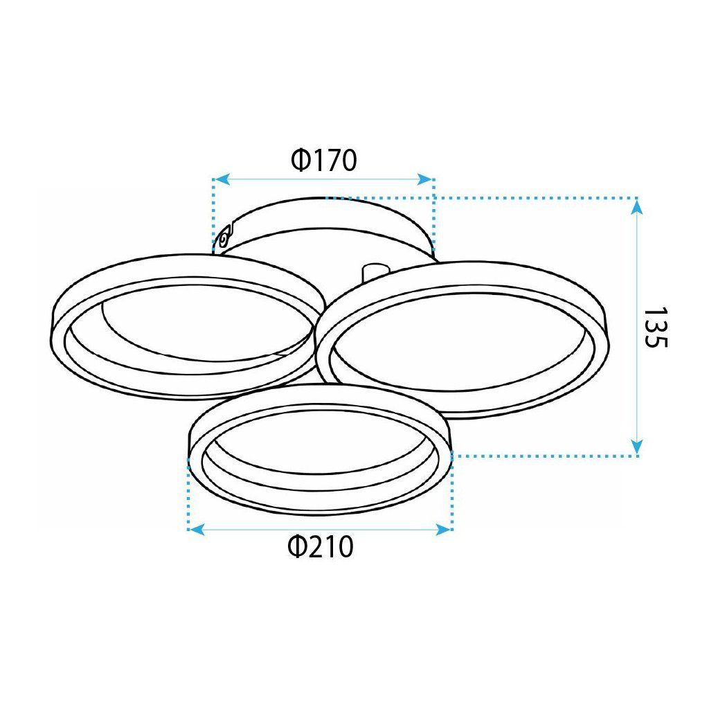 Toolight APP1919-C Black – stropná montáž, profil 135 mm, lampa pri strope