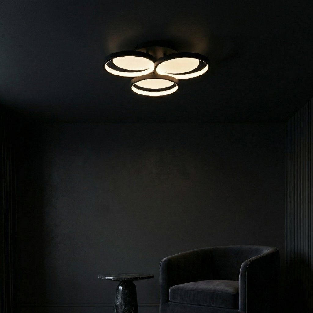 Toolight APP1919-C Black – LED 30 W, svetelný efekt troch kruhov v interiéri