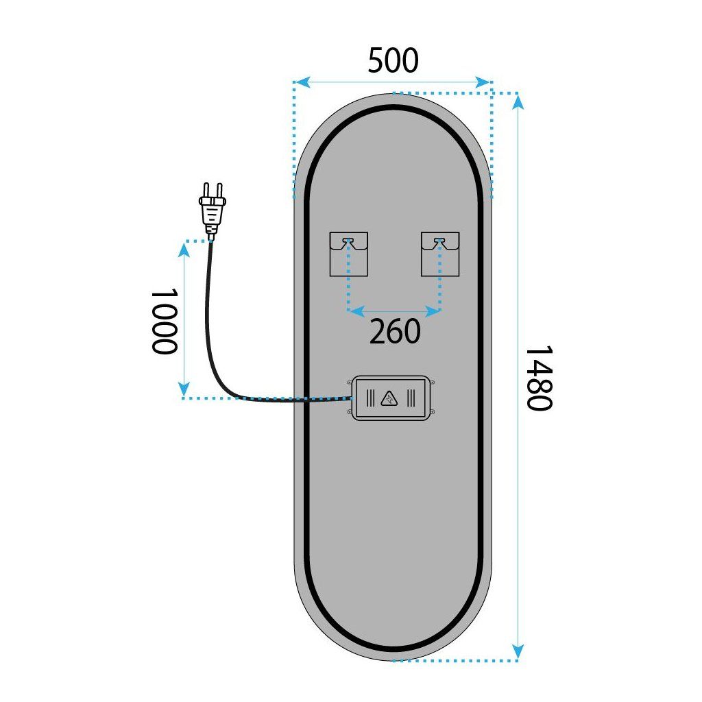 Rea MOL-OV – kábel so zástrčkou, zrkadlo v predsieni alebo šatníku