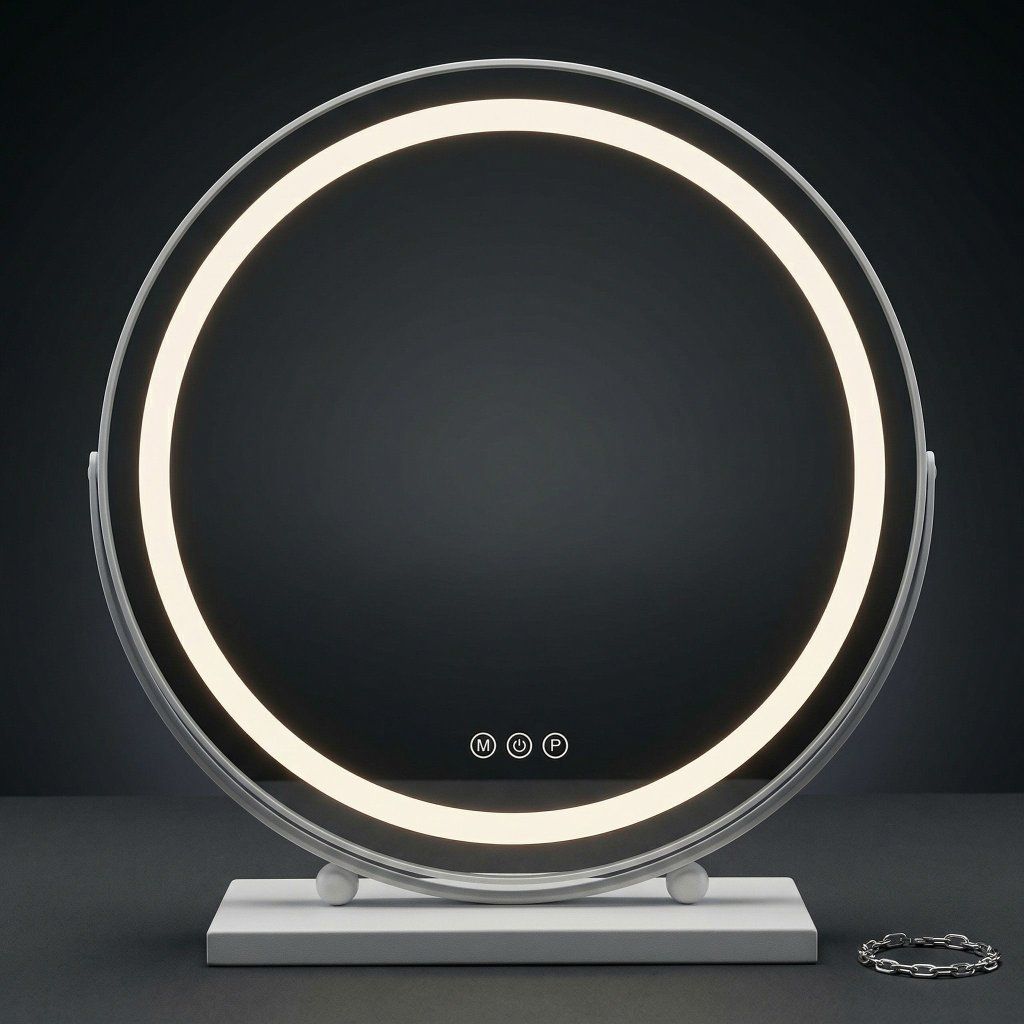 Make-Up White – nastaviteľný uhol sklonu zrkadla na stojane