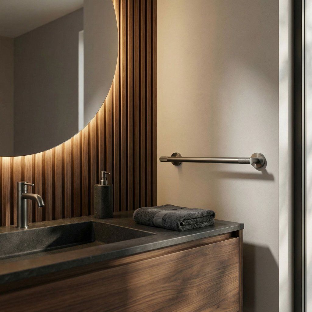 Rea Modern 6603 jednoramienkový vešiak na uterák 600 mm grafitová titánová – celkový pohľad