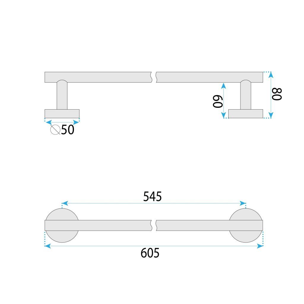 Rea Modern 6603 – horizontálna rúrka 600 mm, možnosť skrátenia, grafitová titánová povrchová úprava