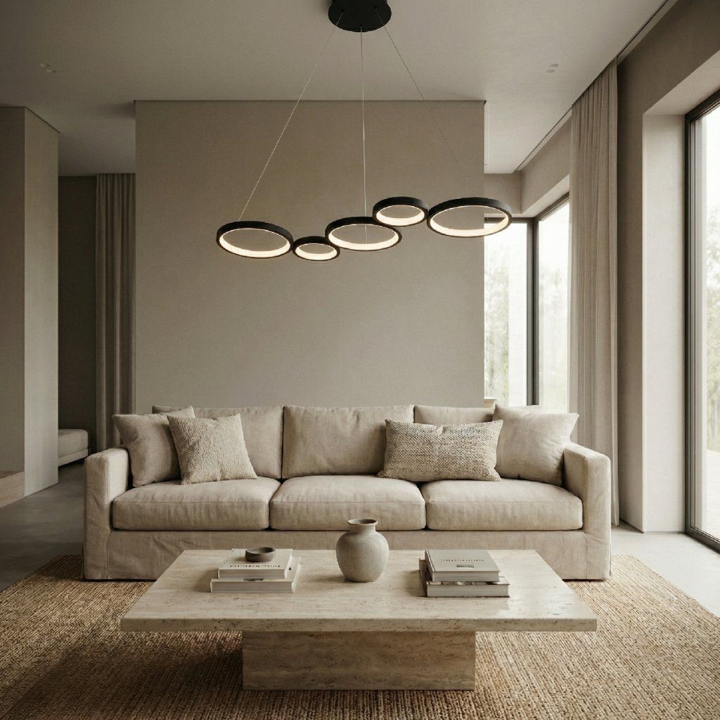 Toolight APP1923-CP Black – detail čiernej kompozície kruhov a lankových závesov