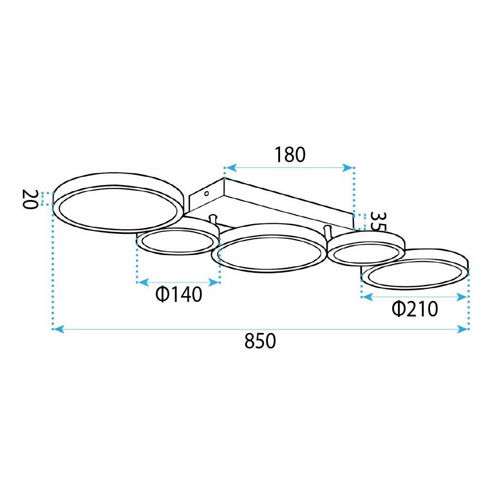 Toolight APP1923-CP Black stropná – montáž pri strope, profil lampy