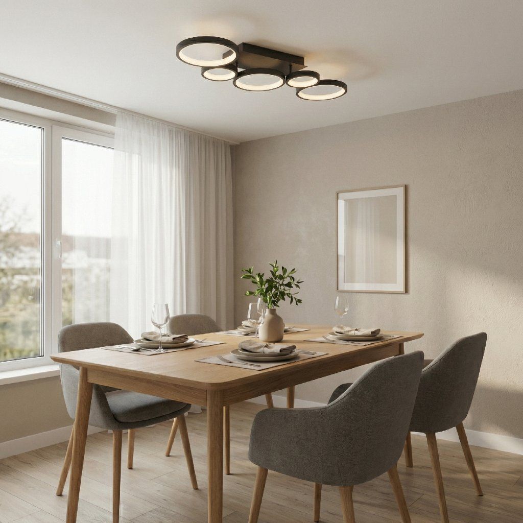 Toolight APP1923-CP Black stropná LED lampa multi-kruh čierna 850 mm – celkový pohľad