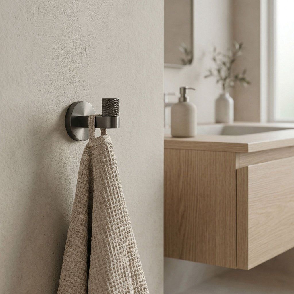 Rea Ori 39104 bodový vešiak na uterák grafitová titánová 35×45×55 mm – celkový pohľad