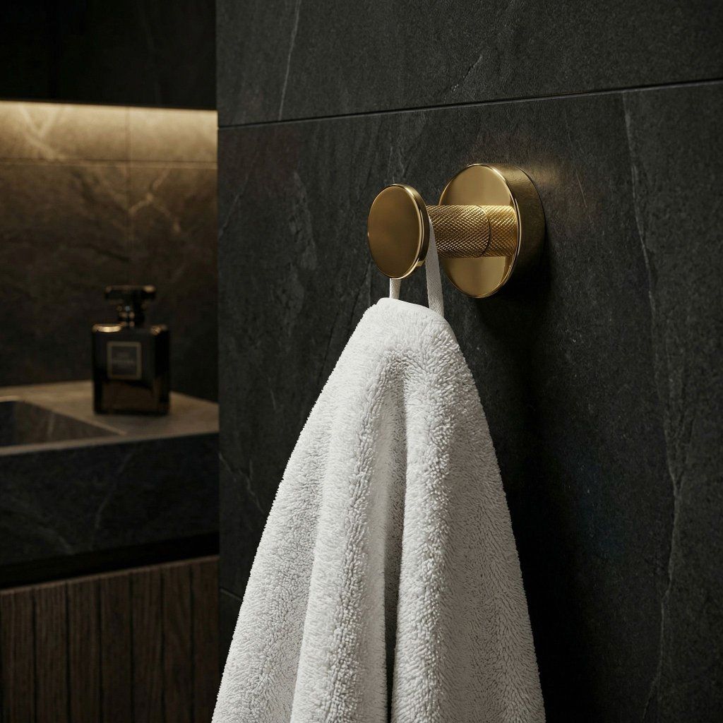 Rea Modern 6606A zlatá – detail zlatej lesklej povrchovej úpravy kovu a vrubkovanej textúry drieku