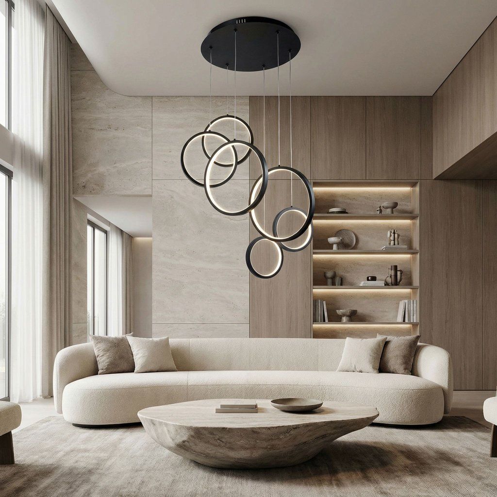 Toolight APP1921-CP Black – detail čiernej vertikálnej kompozície kruhov a káblových spojov