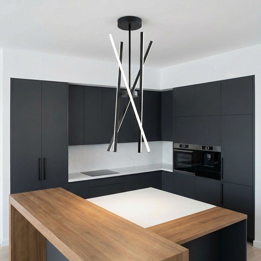 Toolight APP1929-CP Black – detail čiernych pretínajúcich sa ramien a svetelných LED panelov