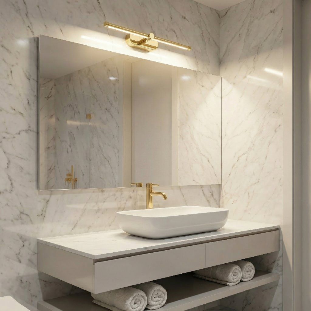 Toolight APP1889-1W zlatá lesklá LED nástenná lampa lineárna 400 mm – celkový pohľad