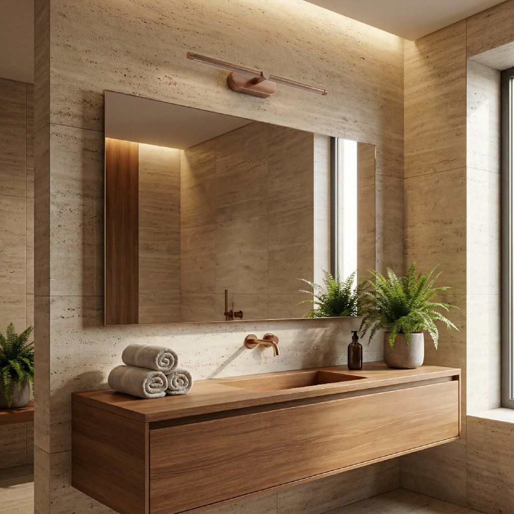 Toolight APP1895-1W – medenej lampa v modernom interiéri, detail na stene