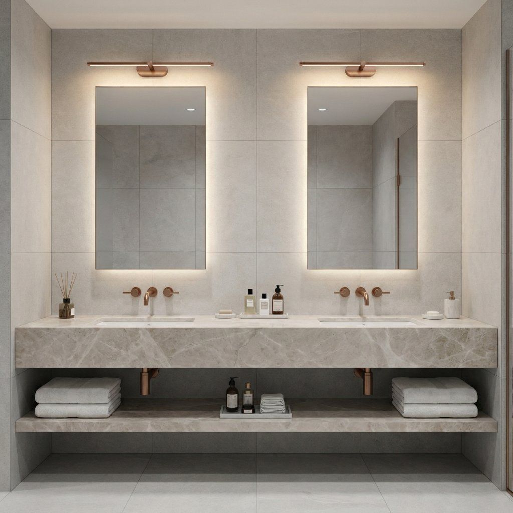 Toolight APP1896-1W – párová inštalácia po stranách zrkadla, medenej lineárne svietidlá