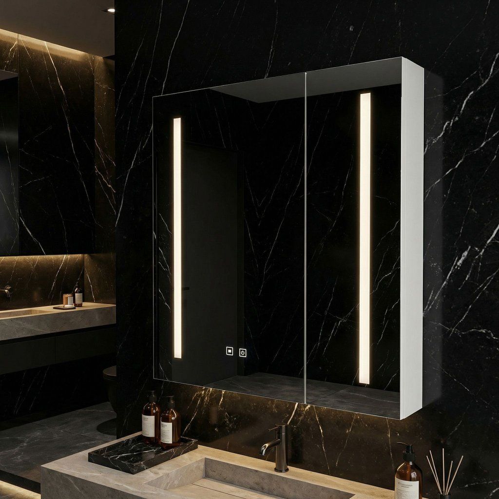 Rea M1015-60 – detail zvislých LED pásikov na zrkadlovej ploche