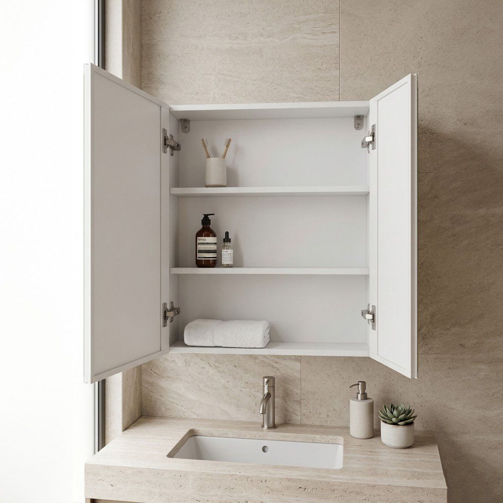 Rea M1015-60 – vnútro skrinky s dvoma poličkami a ukladacím priestorom