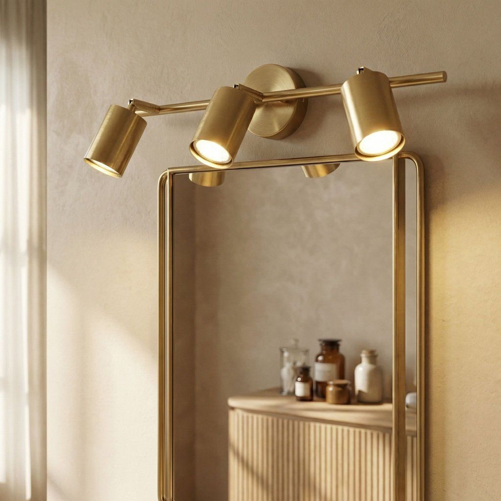 Toolight APP1898-3W zlatá matná nástenná lampa tri nastaviteľné GU10 reflektory – celkový pohľad