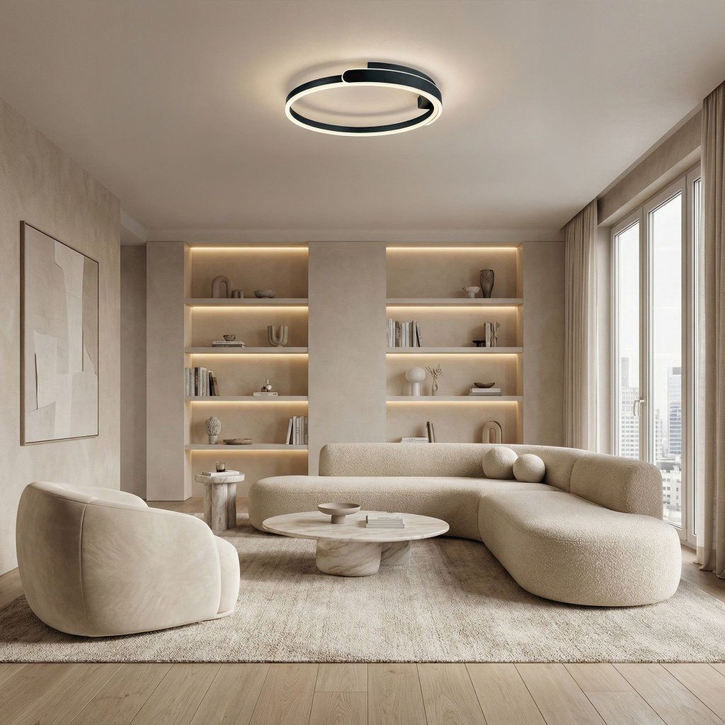 Toolight APP1927-CP Black – svietiaca LED línia v čiernom kruhovom ráme, kontrast