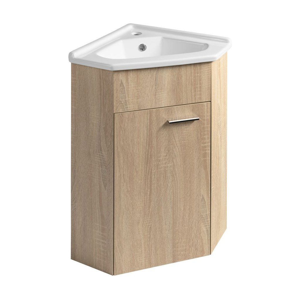 Aqualine ZOJA rohová umývadlová skrinka dub platin