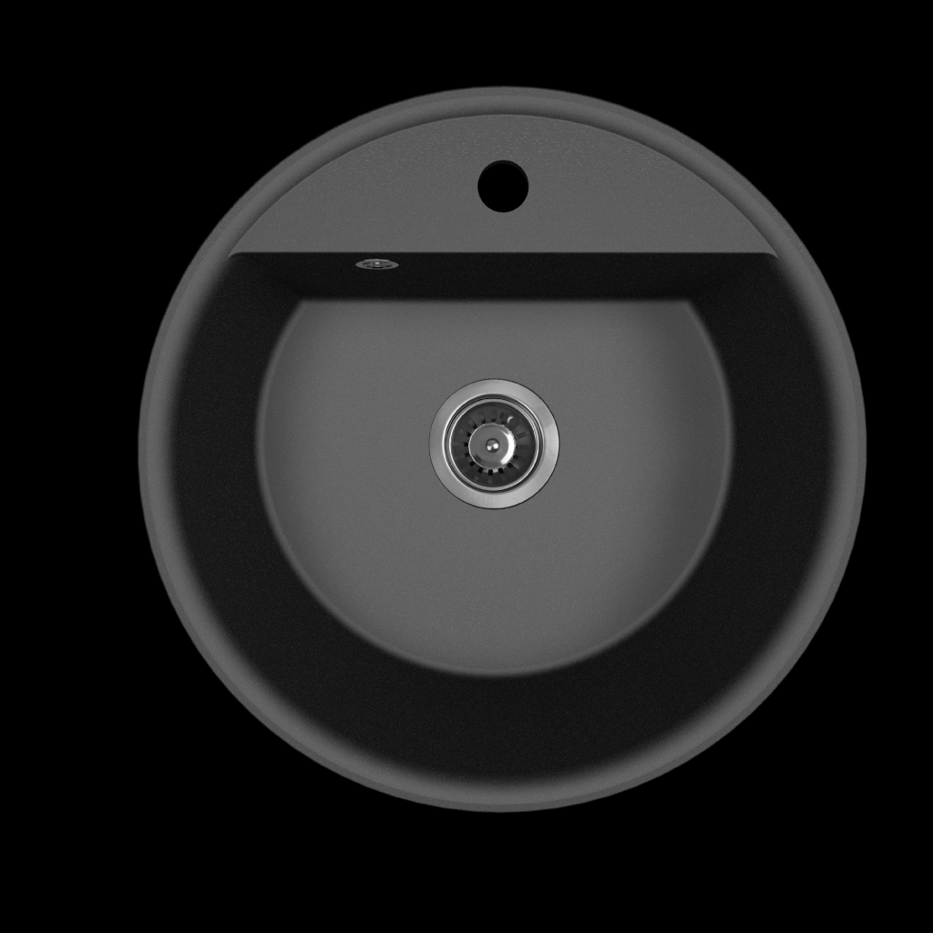 Laveo Muna okrúhly granitový drez 510x510 čierna SPU-780Y