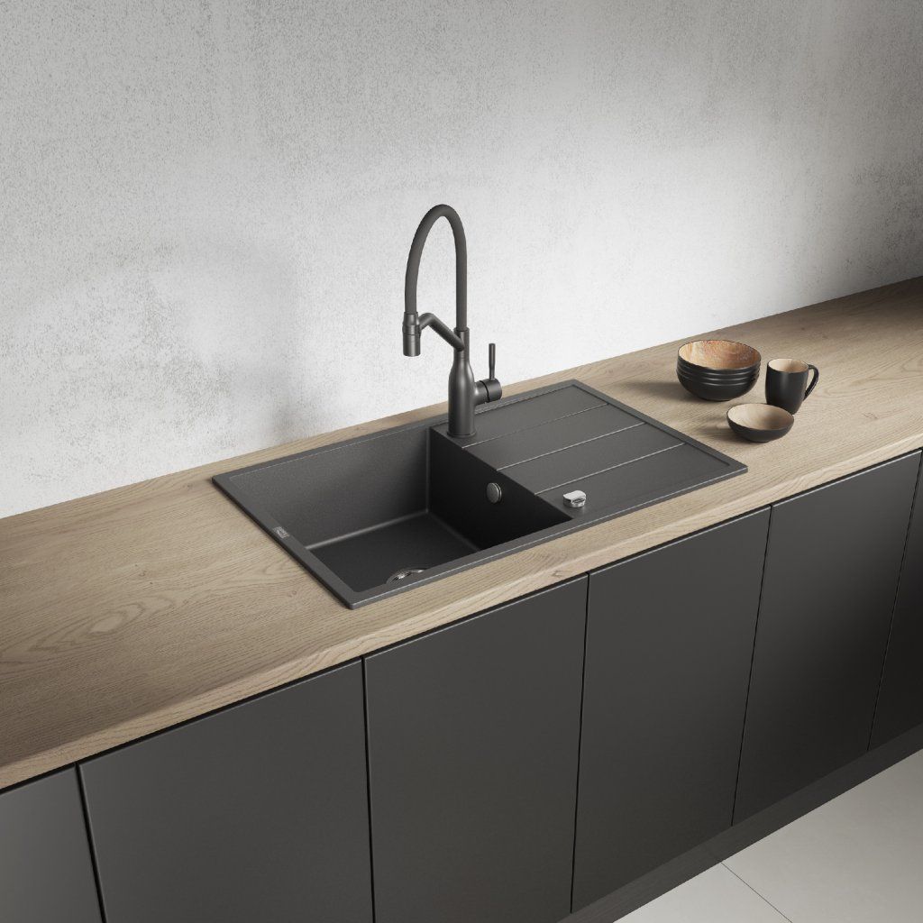 Laveo Wolin odkvapkávač drážky automatická zátka čierna misa