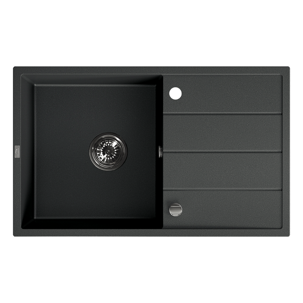 Laveo Wolin granitový kuchynský drez 480x780 čierna odkvapkávač SPW-711T