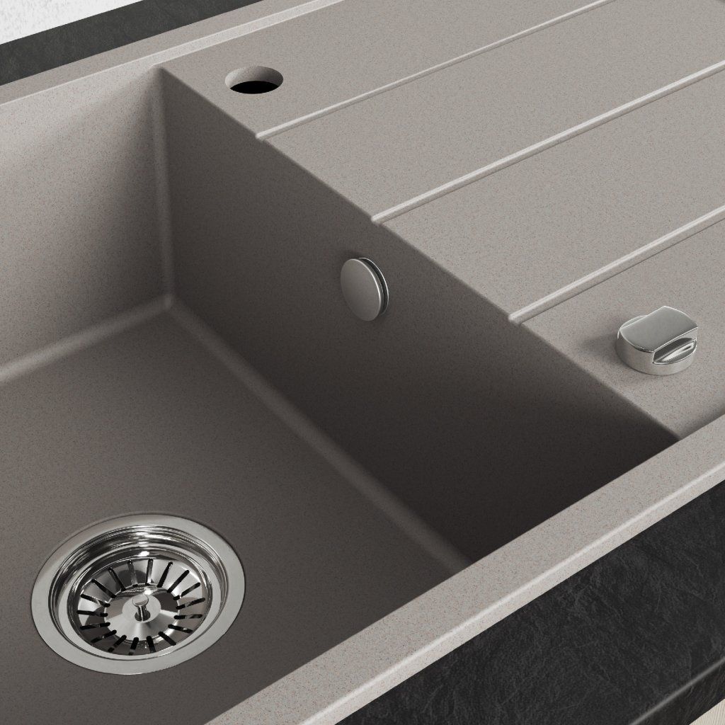 Laveo Wolin SPW-411T celkový pohľad kuchyňa béžová drez odkvapkávač