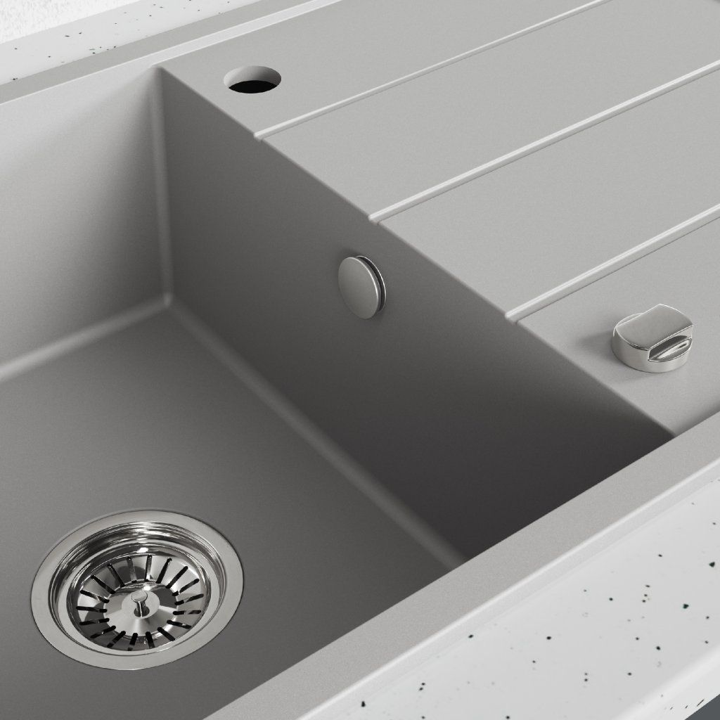 Laveo Wolin SPW-511T celkový pohľad kuchyňa sivá drez odkvapkávač