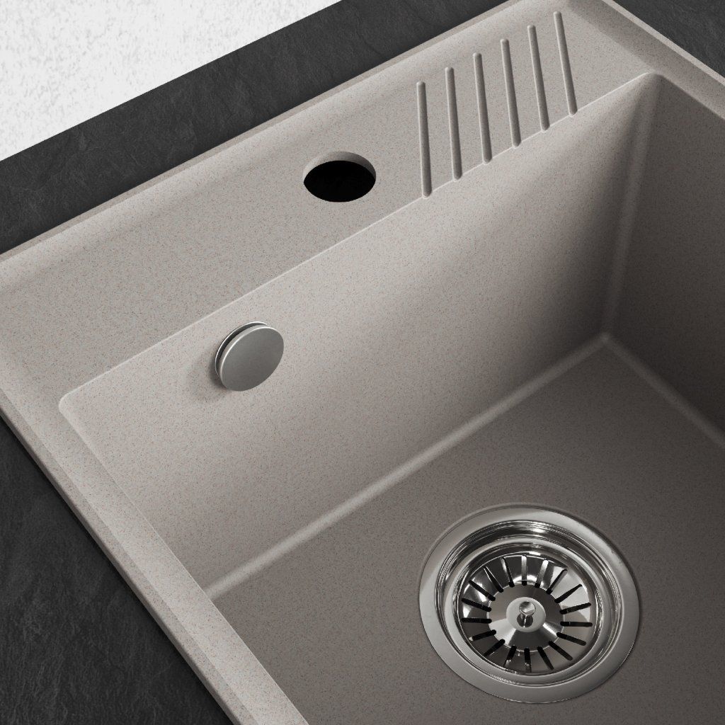 Laveo Hub SPH-410Y celkový pohľad kuchyňa béžová granitový drez