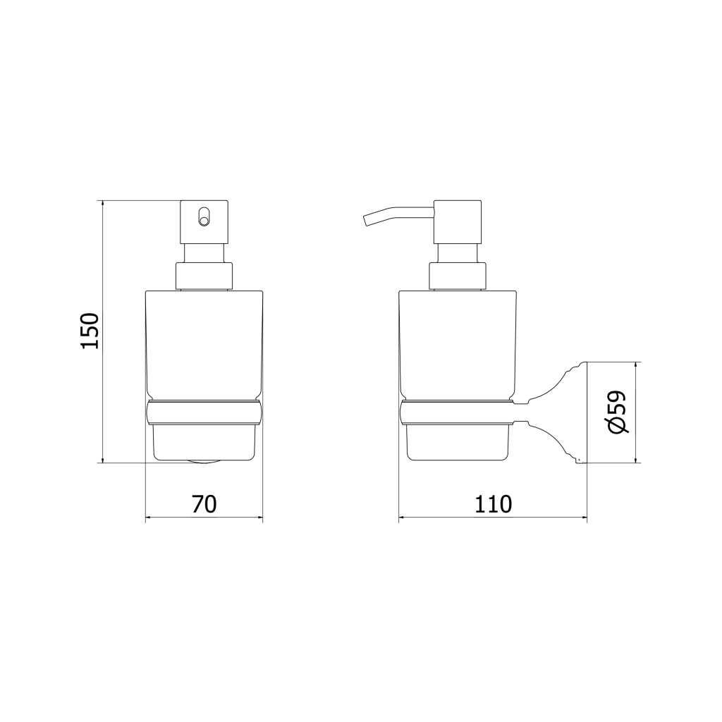 Mexen Lusso - závesný dávkovač mydla 210 ml s úsporným profilom 11 cm od steny